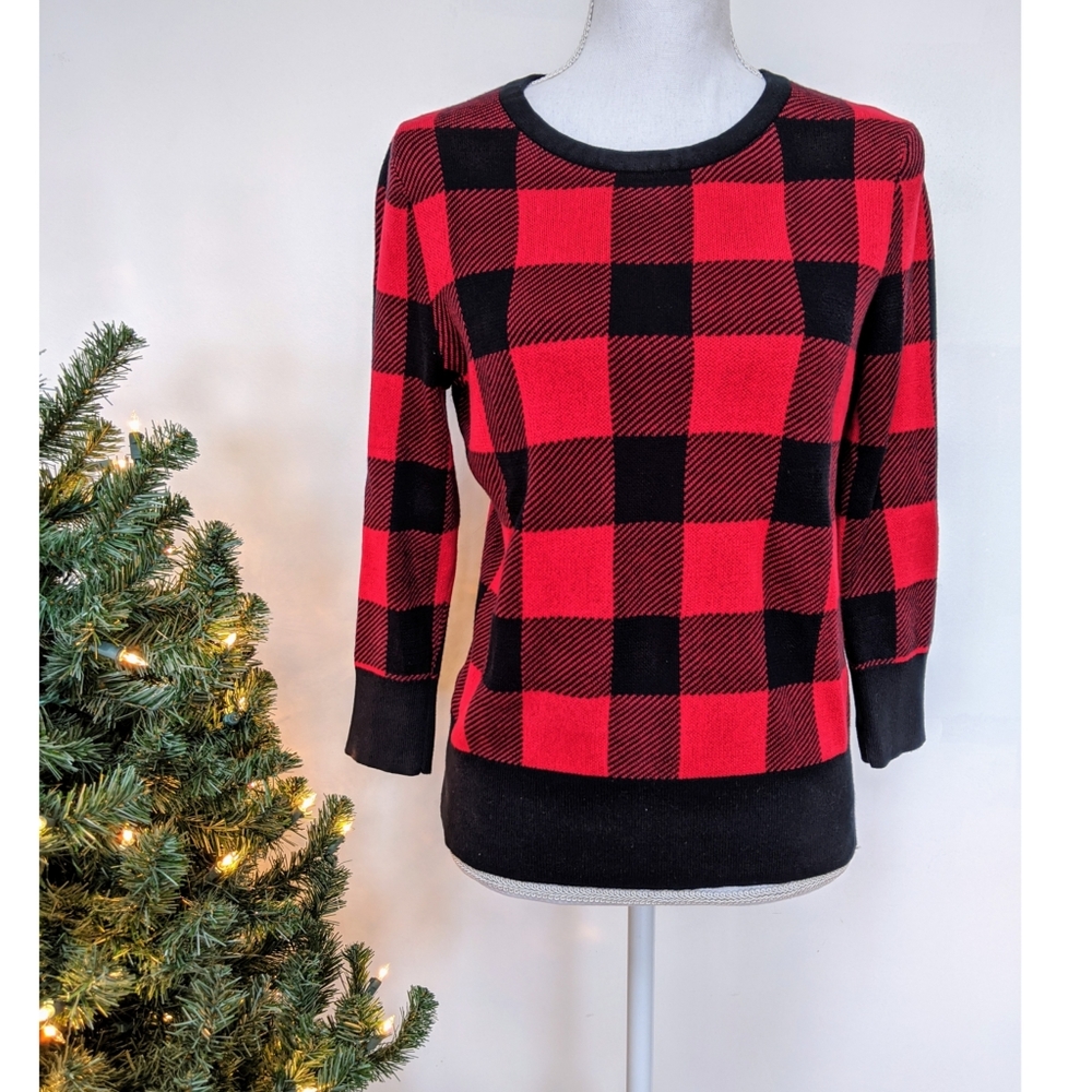 •Lands' End• Buffalo Pattern Crew Neck